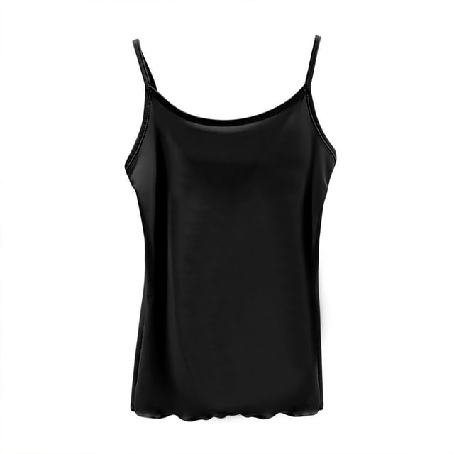 Staron Débardeurs pour Femmes à Bretelles Spaghetti Sans Manches Décontractés Couleur Unie Col Rond Basiques Blouses de Printemps