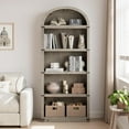 thumbnail image 2 of IDEALHOUSE Bookcases 5 Tier, Gray, Arched Farmhouse Bookshelf, Modern Display Wood Storage Rack for Living Room, Office, Bedroom, 2 of 8