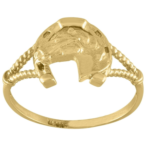 10kt 10k Yellow Gold Womens Textured Horseshoe Band Ring