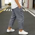 thumbnail image 7 of Crunowin Boys Casual Pants Cotton Linen Fabric Solid Color Loose Style Casual Long Pants Gray Size 7-8 Years, 7 of 7