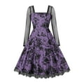 thumbnail image 1 of PENGXIANG Halloween une Ligne Robe Résille Robe à Manches Longues Imprimé Rose Femmes, 1 of 6