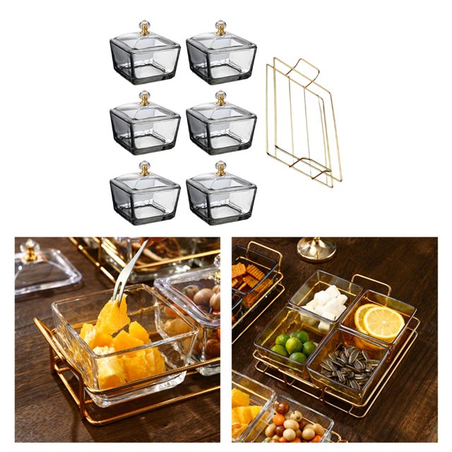 Contenedor de almacenamiento perfecl fuente dividida decoración multifuncional para el hogar Platos de aperitivos 6 Rejillas gris