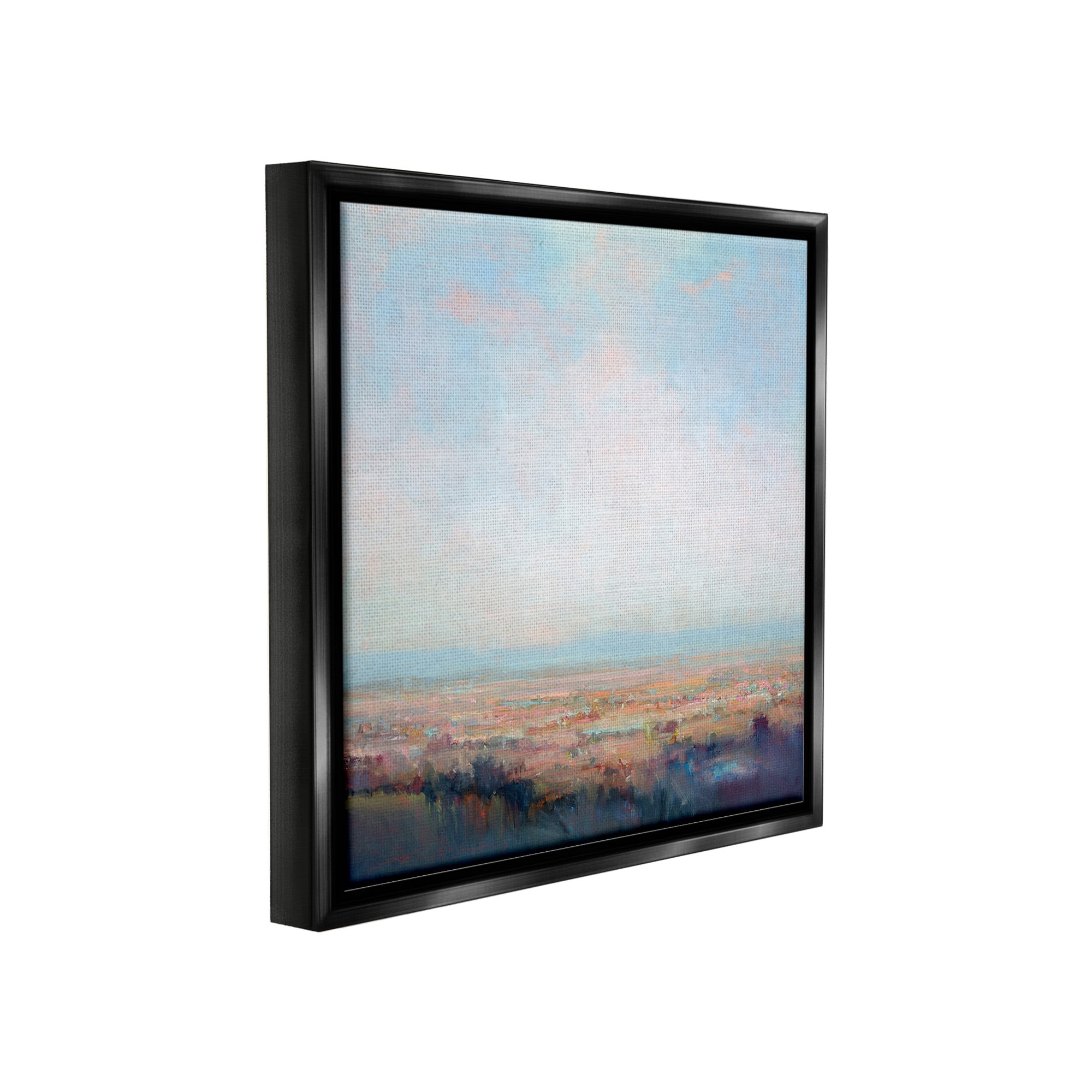 Stupell Industries Clear Sky over Nature Landscape Painting Black Floater Framed Canvas Art Print Wall Art, 25 x 25