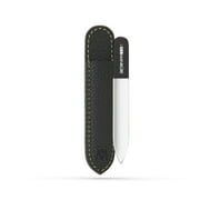 GERMANIKURE Czech Crystal Glass Nail File in Suede Leather Case - Small Travel Design - Professional Manicure & Pedicure Products for Smooth Easy Shaping of Natural Nails
