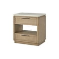 thumbnail image 2 of Beige Oak Veneer 2-Drawer Nightstand | Solid Wood &amp; MDF Bedside Table with USB Ports, Stone Top, Cedar-Lined Drawer | 17"W, 2 of 3
