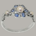 thumbnail image 2 of LBG British Made 9k White Gold Cultured Pearl & Sapphire Womens Anniversary Ring - 33 size options - Size 9, 2 of 7