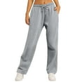 thumbnail image 2 of Admvng Women Sweatpants Solid Color Wide Leg Sweatpants Fall Casual Pants, Size S-2XL, 2 of 6