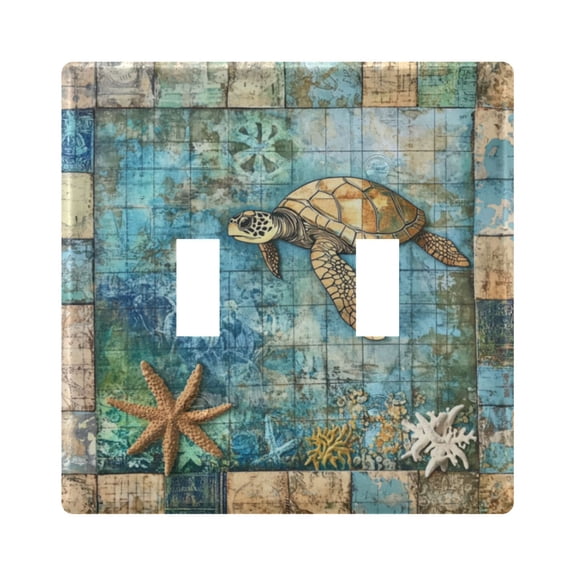 WOBOGO Turtle Coral Figure 2-hole Switch Plates PC Flame Retardant Plastic Material Glossy Finish Smooth Touch 4.56x4.48x0.27in