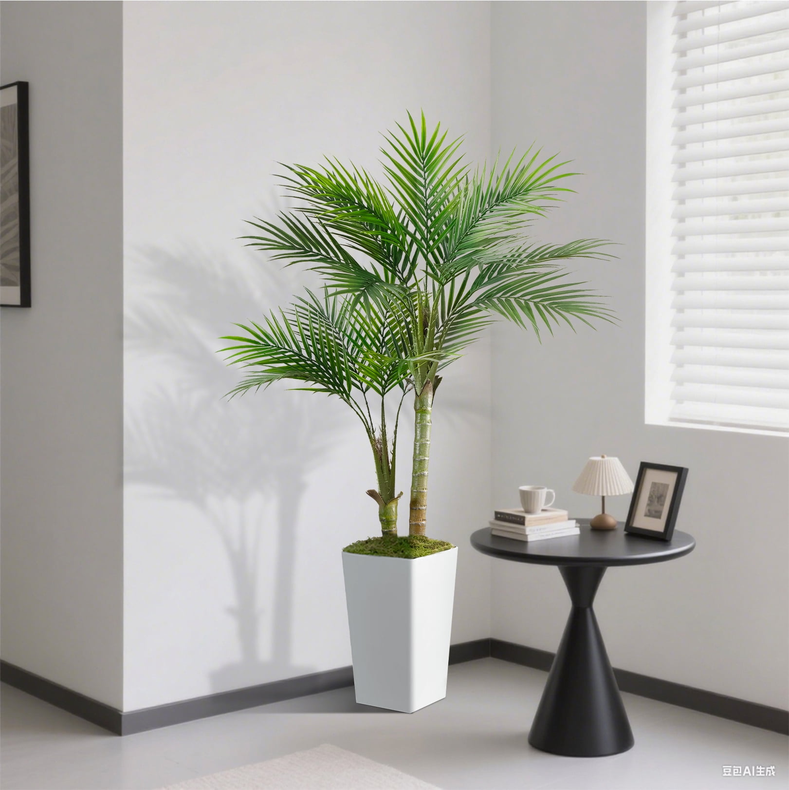 OLIVIVI Faux Palm Tree 5FT Tall Artificial Silk Plant for Home Office Decor Indoor Outdoor Fake Lifelike Potted Tree with Wood Branches 2 pack