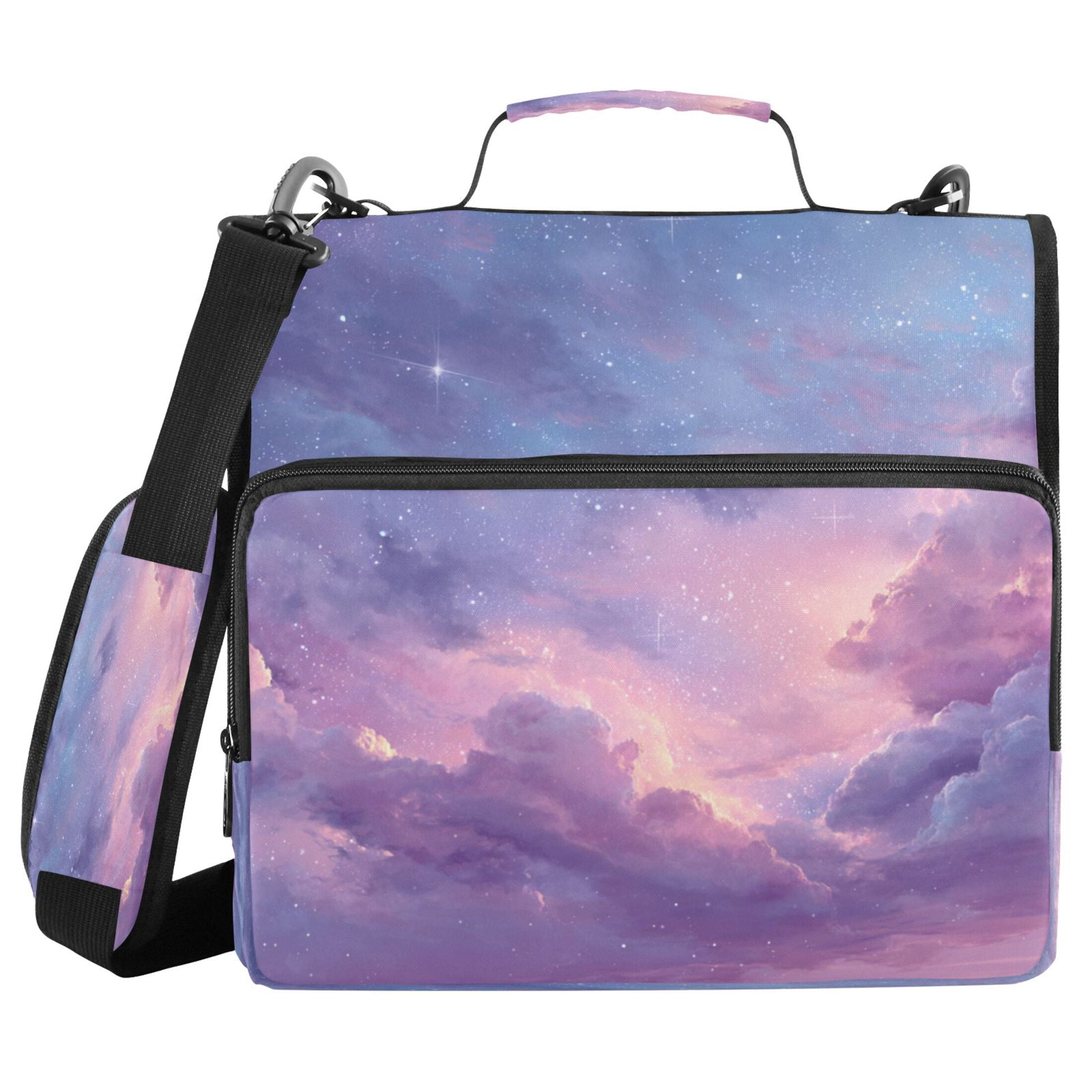 3 Ring Zipper Binder Stationery Organizer for Study Work Home Travel, All-Purpose File Folder Storage Bag for Daily Document Organization Cotton Candy Dawn Sky
