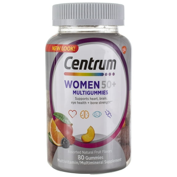 Centrum MultiGummies Gummy Multivitamin for Women 50 Plus, with Vitamin D3, B6 and B12, Multivitamin/Multimineral Supplement, 80 ct (Pack of 3)