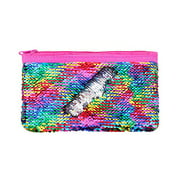 Cute Kids Pencil Case Glitter Reversible Sequin Pen Pencil Pouch for Girls Cosmetic Makeup Organizer Bag Purse for Women (Rainbow)