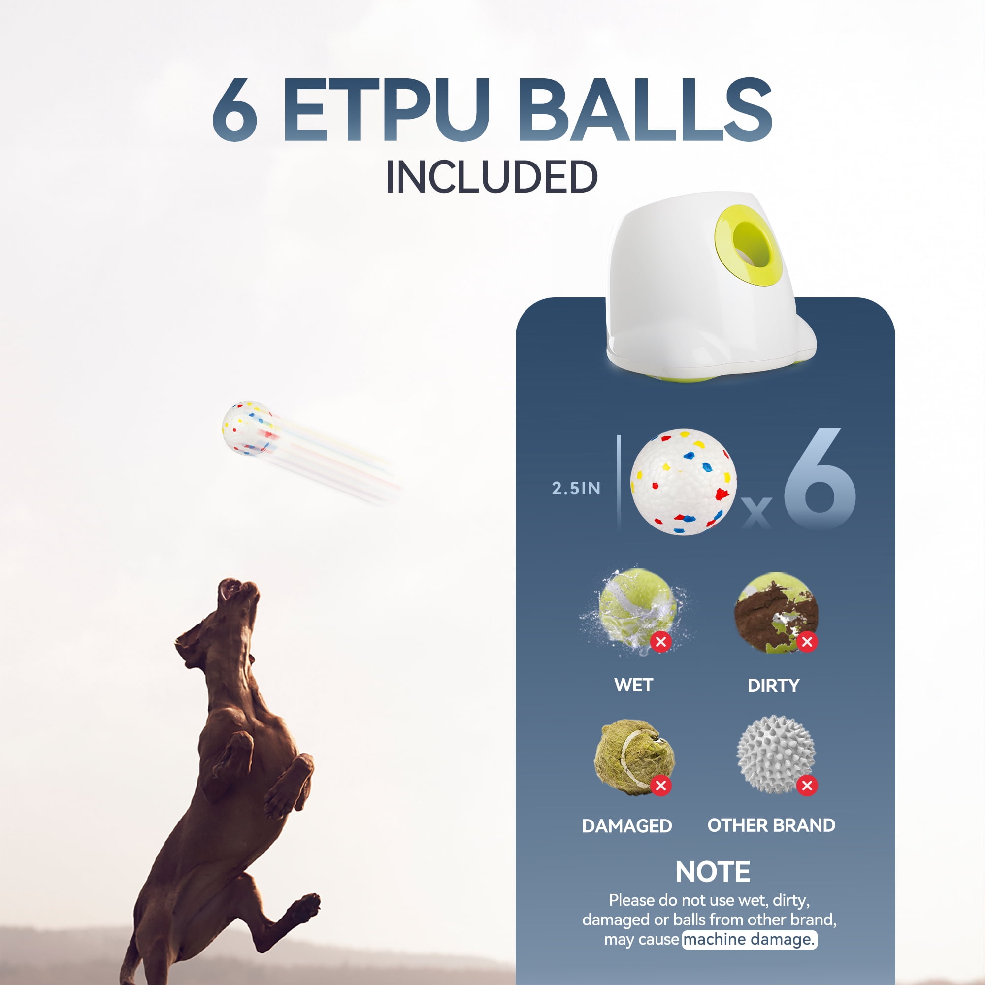 All For Paws Automatic Tennis Ball Launcher for Medium & Large Dogs, 6 ETPU Balls Included, Maxi