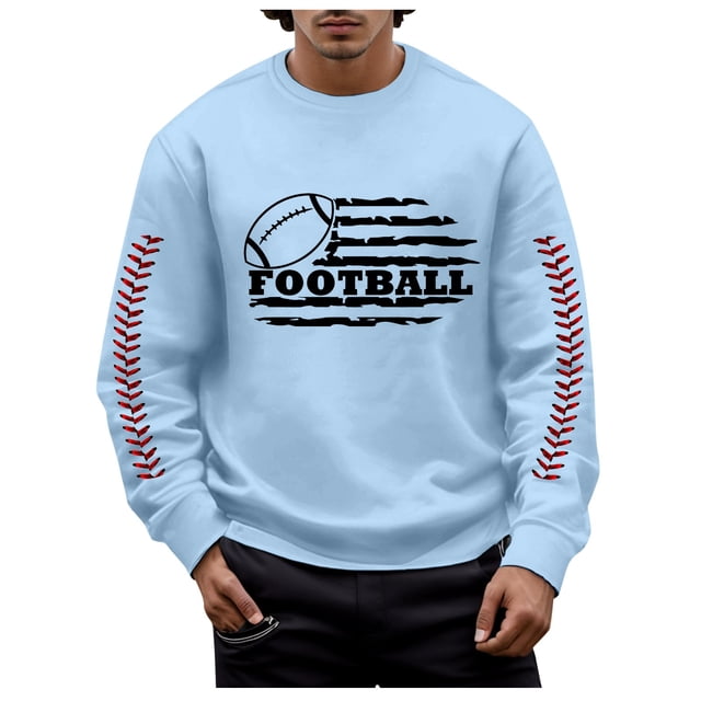 Chandail en Molleton à Col Rond Imprimé Rugby Automne Hiver pour Hommes, Chaud et Confortable, Mode Sans Capuche, Chandail Décontracté