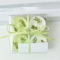 thumbnail image 4 of IPEWLEX 4 Pcs White & Green Beeswax Soy Wax Tealight Candles with Dried Flowers - Ideal for Relaxation, Spa, Gifts - Long Lasting Aroma, 4 of 6