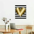 thumbnail image 3 of JEUXUS Canvas Prints Wall Art Valentines Day Gold Heart with Black and White Stripes Wall Pictures Giclee Wall Decor on Canvas Stretched Artwork Living Room Bedroom Poster Art Ready to Hang, 3 of 5