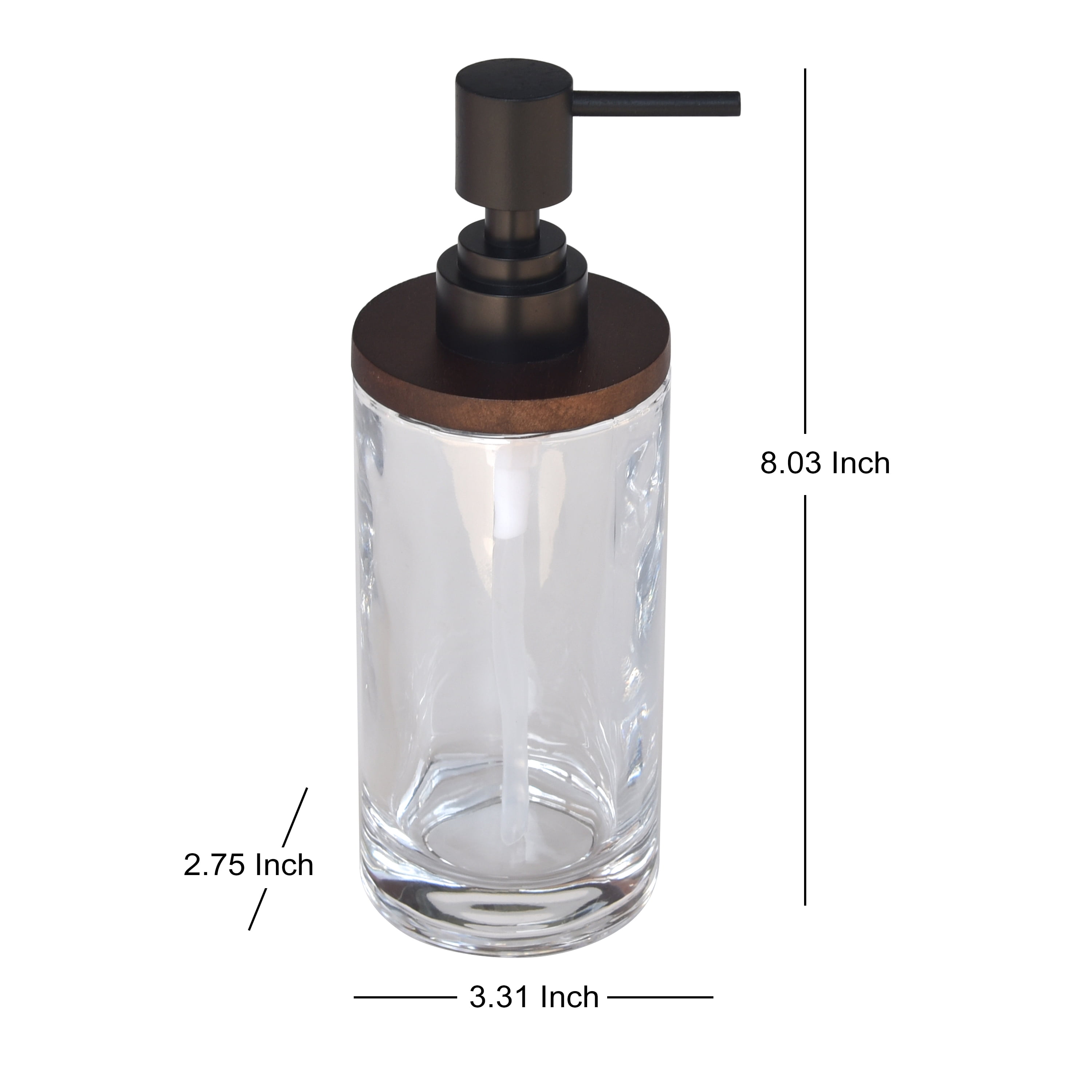 Better Homes & Gardens Acacia Wood Glass Soap Pump with 12 Oz Capacity