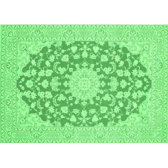 Ahgly Company Indoor Rectangle Medallion Emerald Green Traditional Area Rugs, 5' x 7'