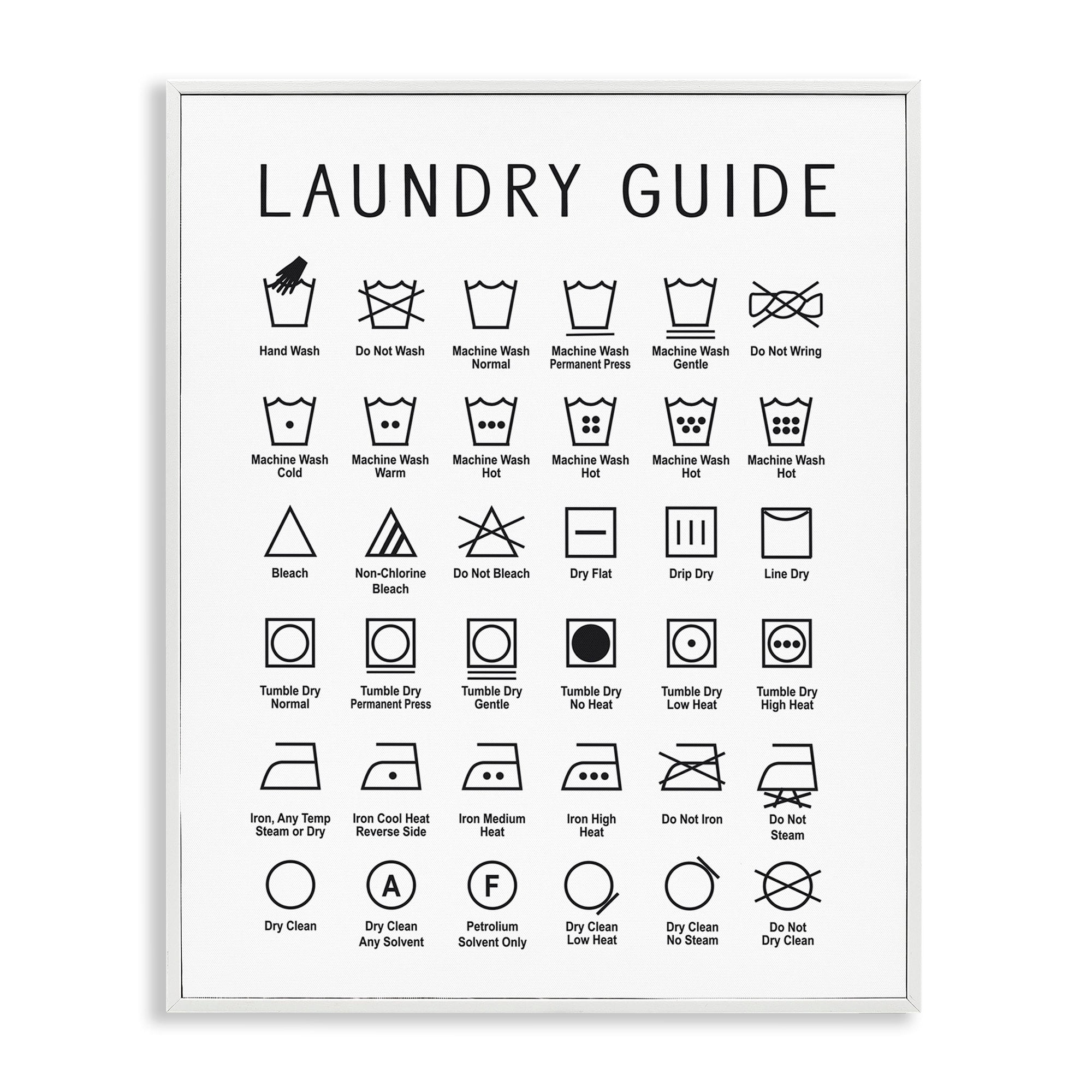 Stupell Industries Minimal Laundry Guide Chart Abstract Painting White Framed Art Print Wall Art, 11 x 14