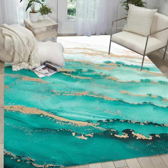 Mint Green White Modern Abstract Marble Rug For Living Room Bedroom Diningroom Room Washable Carpet Soft Art Deco Playroom Home Office Hallway Fluffly Area Rugs 1x2ft