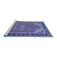 thumbnail image 2 of Ahgly Company Machine Washable Indoor Square Medallion Blue Traditional Area Rugs, 4' Square, 2 of 4