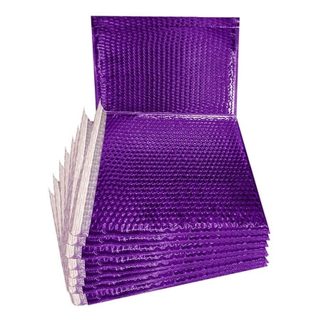 50 Pack Metallic Bubble mailers 12.75 x 10.5. Purple padded envelopes 12 3/4 x 10 1/2 XL Large glamour bubble mailers Peel and Seal Cushion mailing envelopes for shipping, packing, packaging,