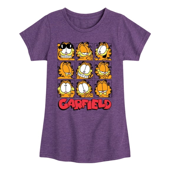 Garfield - Faces Grid - Toddler And Youth Girls Short Sleeve Graphic T-Shirt