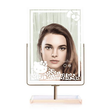 Impressions Vanity Hello Kitty RGB Makeup Mirror with and Acrylic Catchall Tray, 360 Degree Swivel