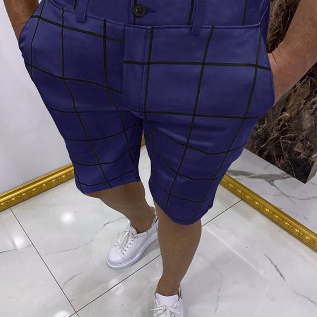 Puntoco Pantalones Cortos A Cuadros Grandes Para Hombre Pantalones Cortos Con Bolsillo Y Botones Con Cremallera Azul Xxxl,Pantalones Cortos Hombre