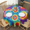thumbnail image 3 of Colorful Rainbow Tie Dye Spiral Pattern Round Tablecloth 60"x60",Wrinkle Wipeable Table Cloth for Kitchen Dining Room Picnic Patio Party, 3 of 6