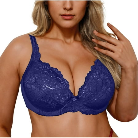 Sports Bra Tank Tops for Women Women s Push up Lace Bra  Underwire V-Neck Full Cover Bras Plus Size Support Unpadded Everyday Balconette Purple 38/85E