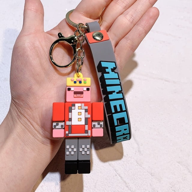 LLavero de figura de Minecraft para niños, colgante de My World Steve, adorno de mochila, regalos de cumpleaños