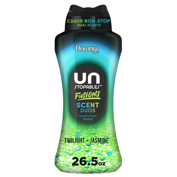 Downy Unstopables Fusions In-Wash Scent Booster Laundry Beads, Twilight Jasmine Scent, 26.5 oz, 2-in-1 All Day Freshness