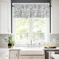 thumbnail image 3 of Farmhouse Blue Floral Kitchen Curtains, Vintage Botanical Leaves 3-Piece Kitchen Curtain Valance and Tiers Set 24 Inch Length, Burlap Rod Pocket Half Window Curtains for Cafe Living Room Bathroom, 3 of 7