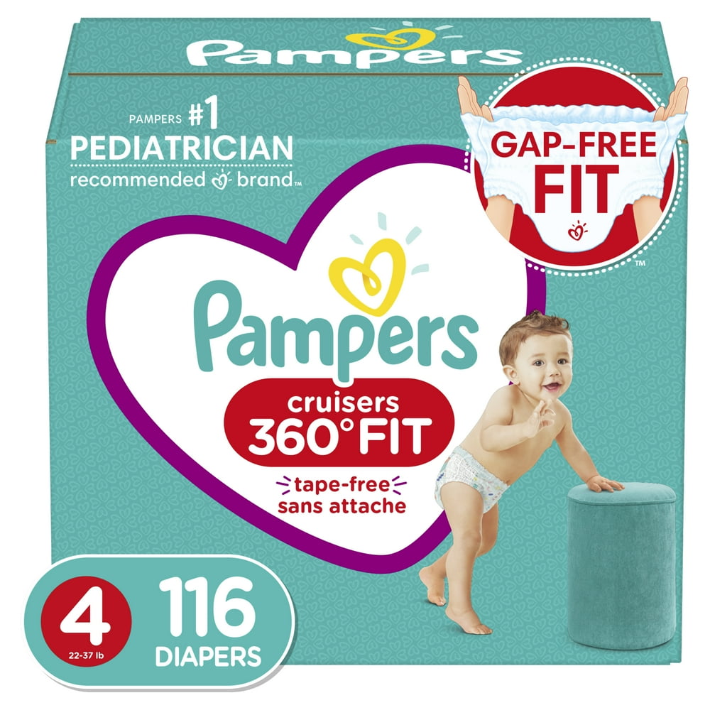 Pampers Cruisers 360 Fit Diapers, Active Comfort, Size 4, 116 ct