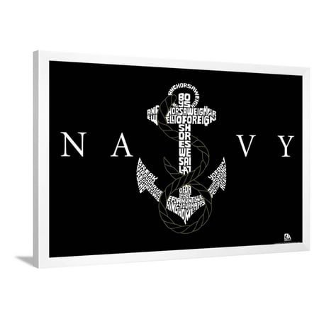 Navy Logo Anchors Aweigh Lyrics Poster Framed Poster Wall Art