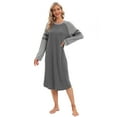 thumbnail image 4 of Baywell Women's Long Sleeve Long Nightgown Color Block Raglan Sleeve Sleepwear Crew Neck Loungewear Full Length Nightshirt Loose Casual Sleep Dress S-3XL, 4 of 8