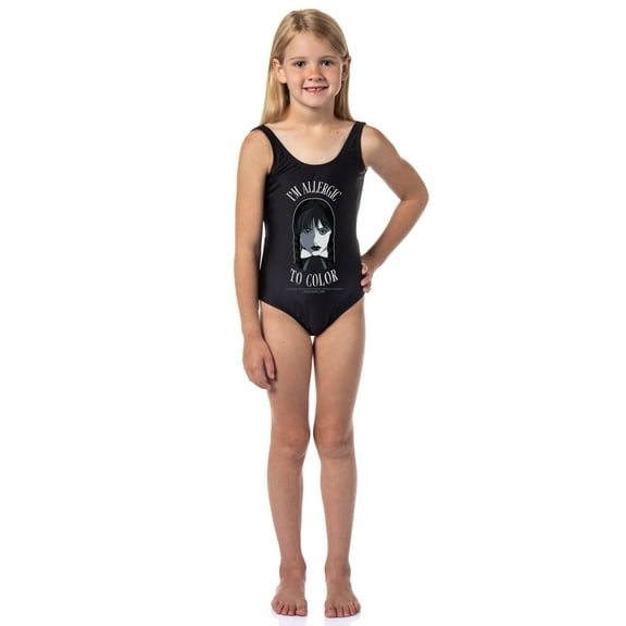 Wednesday Girl's The Addams Family TV Show One Piece Swimwear For Kids