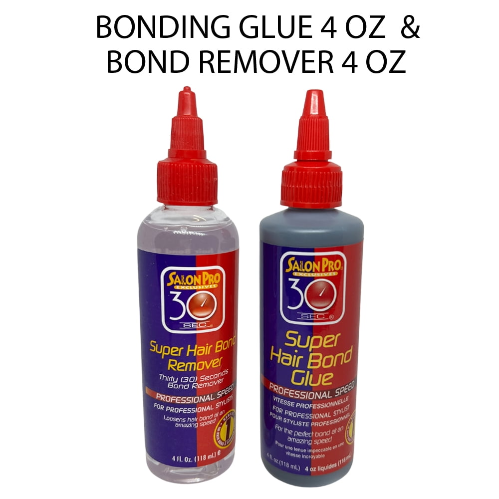 Salon Pro 30 Second Hair Bonding Glue 4 Oz & Hair Bond Remover 4 Oz