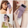 thumbnail image 5 of for Samsung Galaxy Z Flip 3 Wallet Case with Shoulder Lanyard Strap, Crossbody Phone Case with Card Holder Slots for Women Girls, Luxury PU Leather Flip Stand Purse Cover Shockproof Case, Purple, 5 of 9