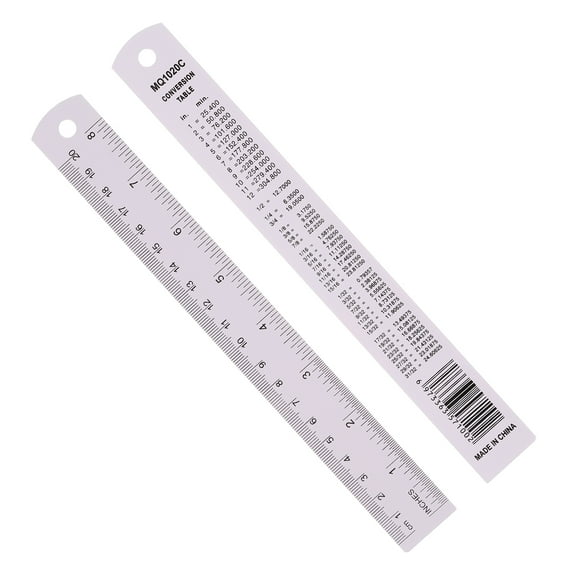 Uxcell 20cm/8" Metal Ruler, 2 Pack Aluminum Alloy Rulers with Centimeters, Millimeters, Inches and Conversion Table Straight Edge Ruler for Writing Machinist Drafting, Purple
