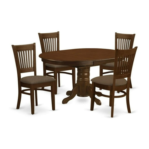 East West Furniture Kenley 5-piece Wood Dining Set with Fabric Seat in Espresso