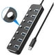 thumbnail image 2 of Divisor de concentrador USB, concentrador de datos de aluminio USB 3.0 con interruptores de encendido/apagado individuales y luces LED para computadora portátil, PC (4 pies/120 cm) (7 puertos) Xemadio CZDZ-HY98, 2 of 5