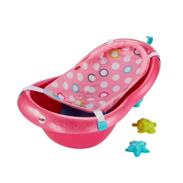 FisherPrice Pink Pearl Tub with Soft Mesh Sling & 2 Bath Toys, Pink