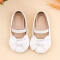 thumbnail image 6 of Toddler Little Girls Dress Shoes Princess Style Pearl Ankle Strap & Satin Bow Mary Jane Ballet Flat Shoes, 6 of 6