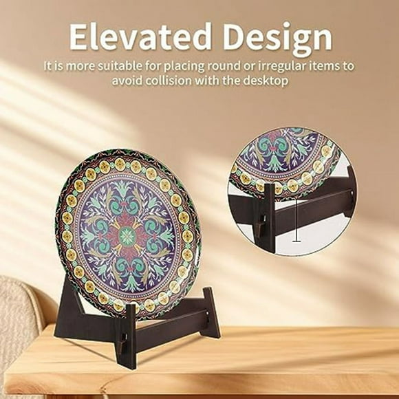 Plate Stand for Display, Plate Holder Display Stand,Picture Stand for Display Premium Vintage Wooden Picture Frame Stand