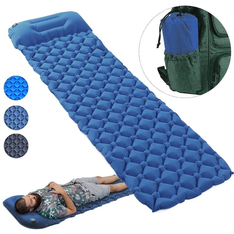 Self Inflating Mat Ultralight Camping Pillow Roll Pad Sleeping Bed Mattress UK 