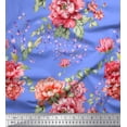 thumbnail image 1 of Soimoi Poly Georgette Fabric Leaves & Peony Floral Printed Fabric 1 Yard 52 Inch Wide, 1 of 3