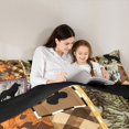 thumbnail image 4 of Manfei Autumn Leaf Plaid Queen Comforter Set,Woodland Wolf Comforter Sets Queen,Orange,Black Reversible,3-Piece,1 Comforter and 2 Pillowcases, 4 of 7