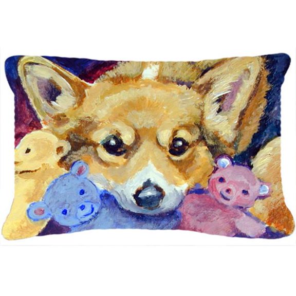 Corgi With all the toys Fabric Decorative Pillow